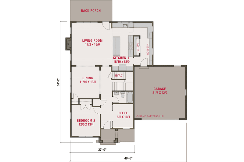House Plan Design - Floor Plan - Main Floor for Tudor House Plan #461-97 - 4 bed, 3 bath