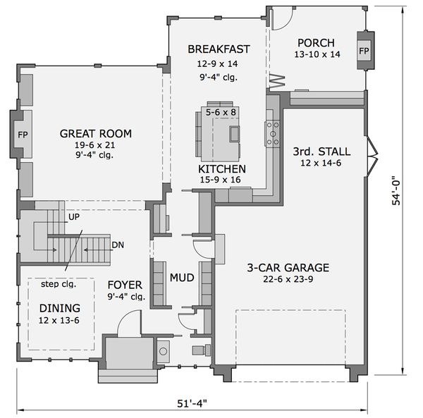 Craftsman Floor Plan - Main Floor Plan #51-565