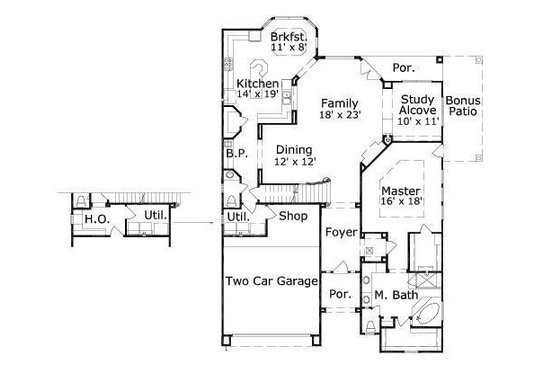 Floor Plan - Main Floor for European House Plan #411-670 - 3 bed, 2.5 bath