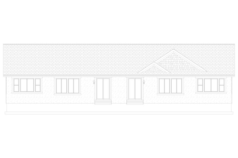 House Blueprint - Exterior - Rear Elevation 1 for Ranch House Plan #1060-337 - 2 bed, 4 bath