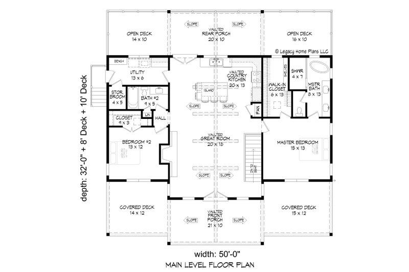 House Plan Design - Floor Plan - Main Floor for Country House Plan #932-590 - 2 bed, 2 bath