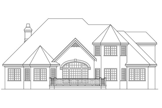 Exterior - Rear Elevation House Plan #124-266 - 4 bed, 4.5 bath