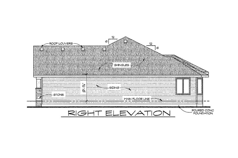 House Blueprint - Exterior - Front Elevation 4 for Traditional House Plan #20-2106 - 3 bed, 2 bath