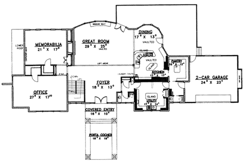Dream House Plan - Floor Plan - Main Floor for European House Plan #117-447 - 3 bed, 4 bath