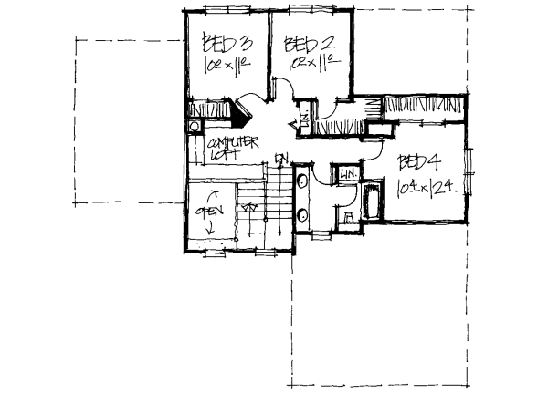 Home Plan - Country Floor Plan - Upper Floor Plan #20-243