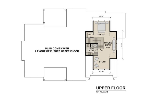 Floor Plan - Upper Floor for Contemporary House Plan #51-585 - 3 bed, 2.5 bath