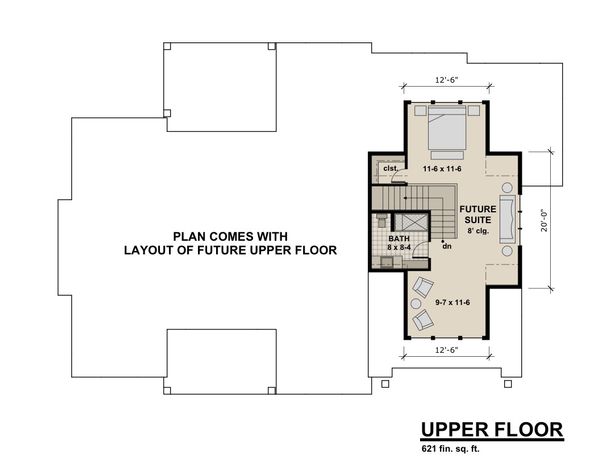 Contemporary Floor Plan - Upper Floor Plan #51-585