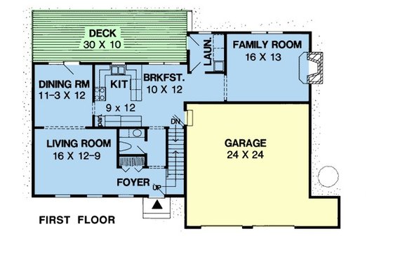 Floor Plan - Main Floor for Colonial House Plan #312-117 - 4 bed, 2.5 bath