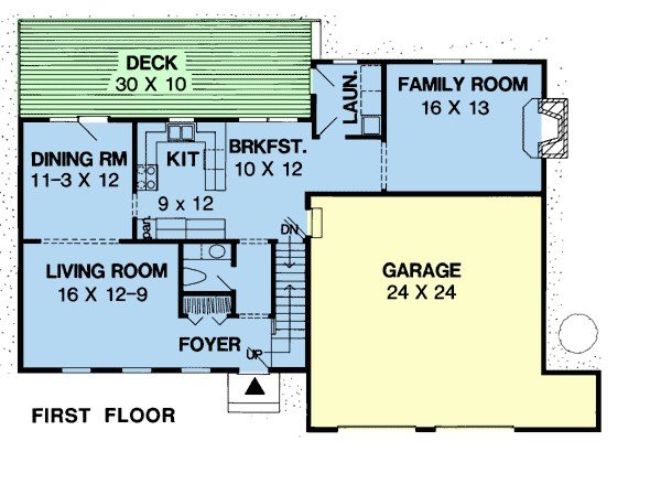 Floor Plan - Main Floor for Colonial House Plan #312-117 - 4 bed, 2.5 bath