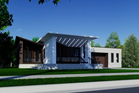 Exterior - Front Elevation for Contemporary House Plan #534-4 - 4 bed, 3 bath