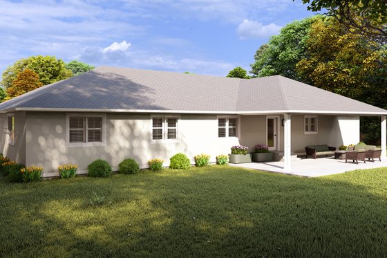 Exterior - Rear Elevation for Ranch House Plan #1060-31 - 3 bed, 2 bath
