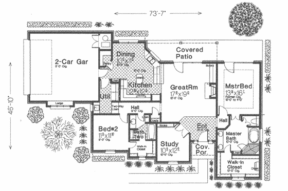 Floor Plan - Main Floor for European House Plan #310-296 - 2 bed, 2 bath