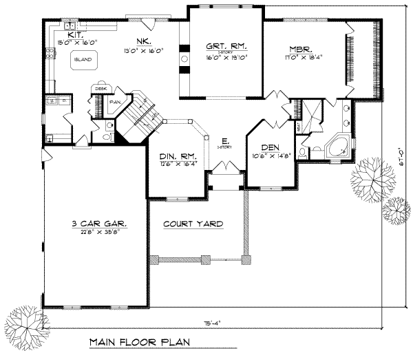 House Design - European Floor Plan - Main Floor Plan #70-523