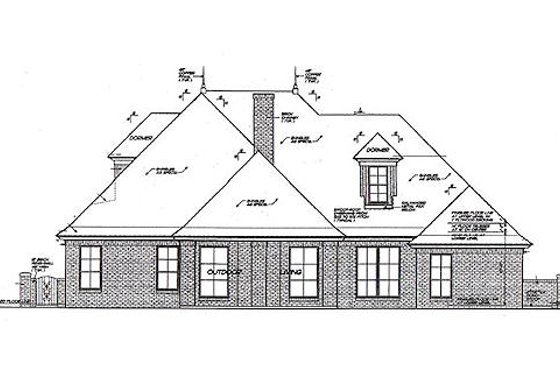 Exterior - Rear Elevation for European House Plan #310-964 - 4 bed, 3.5 bath