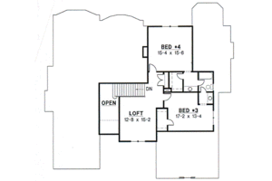 Floor Plan - Upper Floor for European House Plan #67-436 - 4 bed, 3 bath