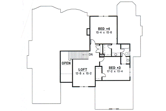 Floor Plan - Upper Floor for European House Plan #67-436 - 4 bed, 3 bath