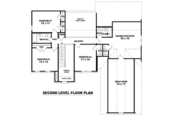 Floor Plan - Upper Floor for European House Plan #81-13740 - 4 bed, 2.5 bath