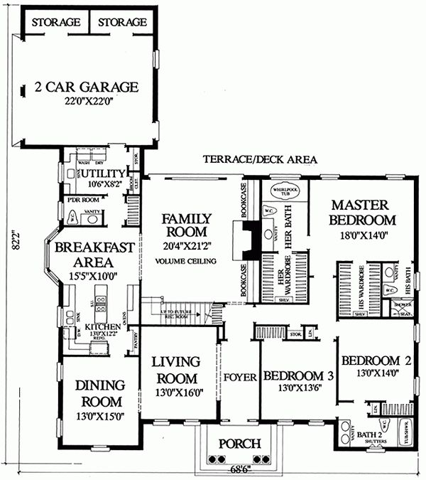 House Plan Design - Southern Floor Plan - Main Floor Plan #137-179