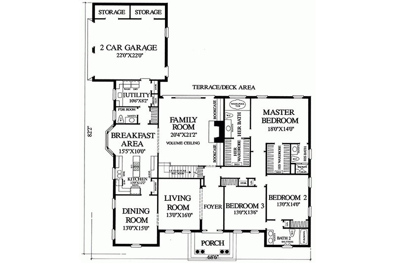 Home Plan - Floor Plan - Main Floor for Southern House Plan #137-179 - 3 bed, 2 bath