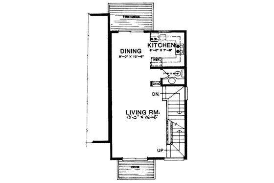 Floor Plan - Main Floor for Contemporary House Plan #303-256 - 2 bed, 1.5 bath