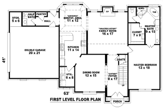 Floor Plan - Main Floor for Traditional House Plan #81-13698 - 4 bed, 3.5 bath
