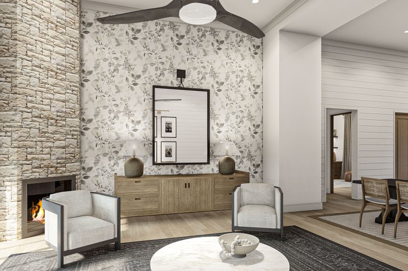 House Blueprint - Interior - Family Room 1 for Barndominium House Plan #455-543 - 2 bed, 1 bath