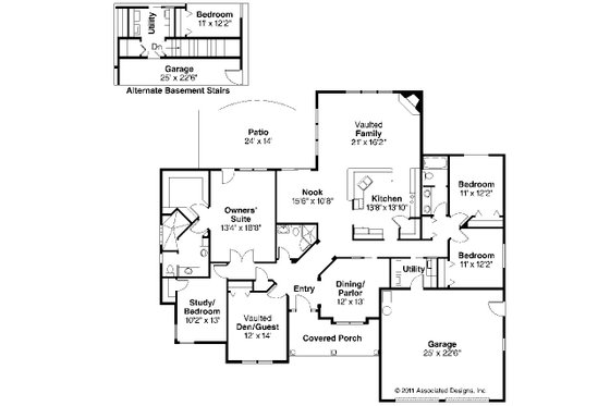 Floor Plan - Main Floor for Craftsman House Plan #124-689 - 4 bed, 3 bath