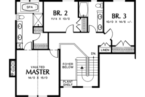 Floor Plan - Upper Floor for Traditional House Plan #48-397 - 4 bed, 3 bath