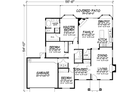 Floor Plan - Main Floor for Mediterranean House Plan #320-393 - 3 bed, 2 bath