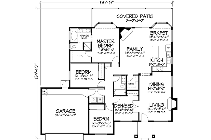 Home Plan - Floor Plan - Main Floor for Mediterranean House Plan #320-393 - 3 bed, 2 bath