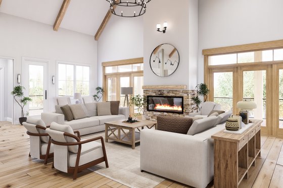 Interior - Family Room for Farmhouse House Plan #54-680 - 3 bed, 2 bath
