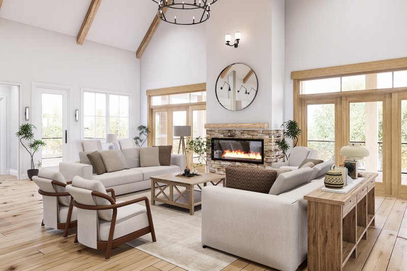 House Blueprint - Interior - Family Room for Farmhouse House Plan #54-680 - 3 bed, 2 bath