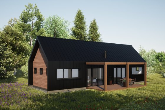 Exterior - Rear Elevation for Modern House Plan #933-11 - 2 bed, 2 bath