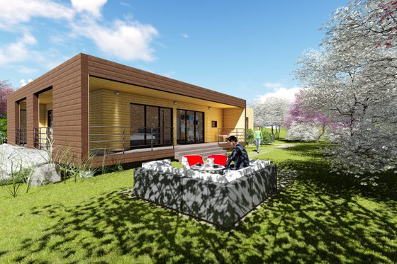 Exterior - Front Elevation 3 for Modern House Plan #549-3 - 4 bed, 2 bath