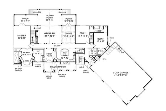 Floor Plan - Main Floor for Country House Plan #119-365 - 3 bed, 2.5 bath