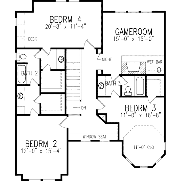 Victorian Floor Plan - Upper Floor Plan #410-264