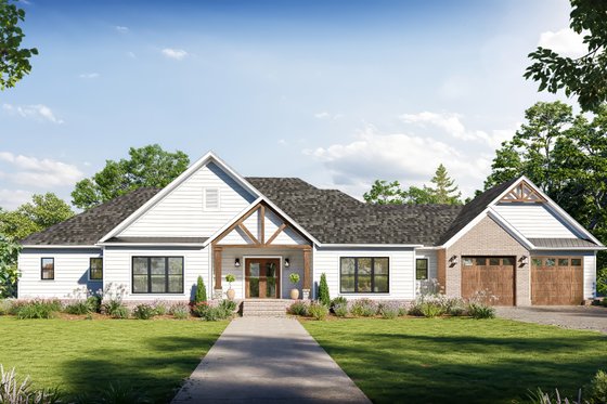 Exterior - Front Elevation 3 for Farmhouse House Plan #1117-1 - 4 bed, 3.5 bath