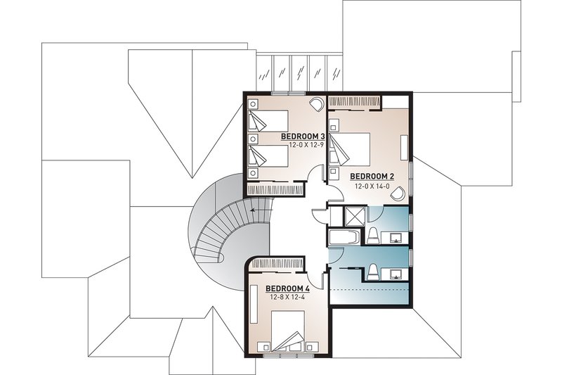 Dream House Plan - Floor Plan - Upper Floor for Traditional House Plan #23-329 - 4 bed, 3.5 bath