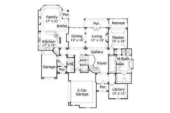 Floor Plan - Main Floor for European House Plan #411-309 - 4 bed, 3.5 bath