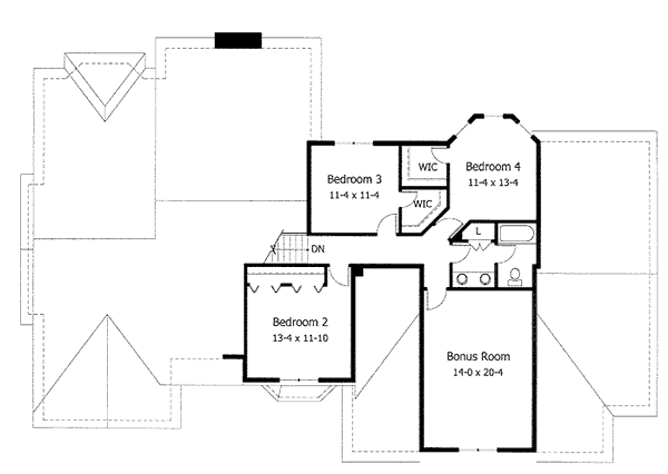 Traditional Floor Plan - Upper Floor Plan #51-157