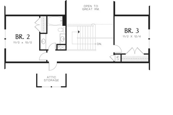 Floor Plan - Upper Floor for Craftsman House Plan #48-553 - 3 bed, 2.5 bath