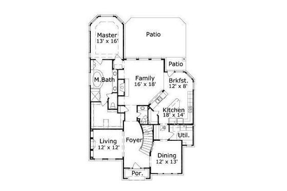 Floor Plan - Main Floor for Colonial House Plan #411-557 - 4 bed, 3.5 bath