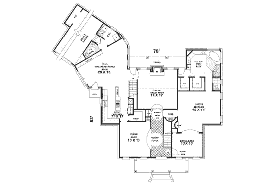 Floor Plan - Main Floor for Southern House Plan #81-351 - 3 bed, 2.5 bath