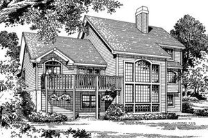 Exterior - Rear Elevation for Traditional House Plan #57-124 - 4 bed, 2.5 bath