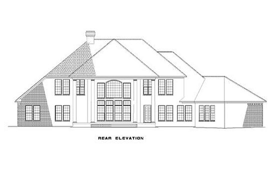 Exterior - Rear Elevation for European House Plan #17-256 - 4 bed, 4.5 bath
