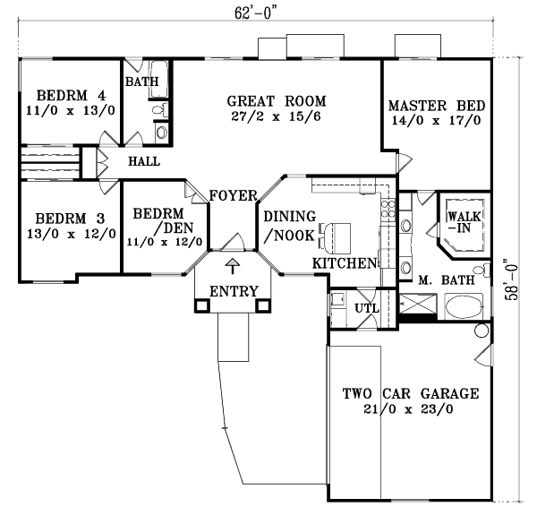 Colonial Floor Plan - Main Floor Plan #1-1368