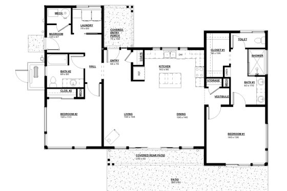 Floor Plan - Main Floor for Modern House Plan #895-154 - 2 bed, 2 bath