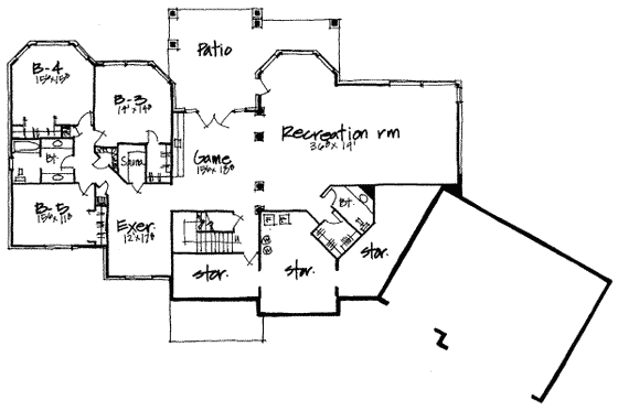 Floor Plan - Lower Floor for Traditional House Plan #308-189 - 5 bed, 4.5 bath