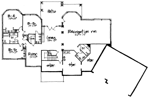 Traditional Floor Plan - Lower Floor Plan #308-189