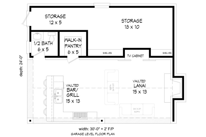 Architectural House Design - Floor Plan - Main Floor for Country House Plan #932-135, 0.5 bath